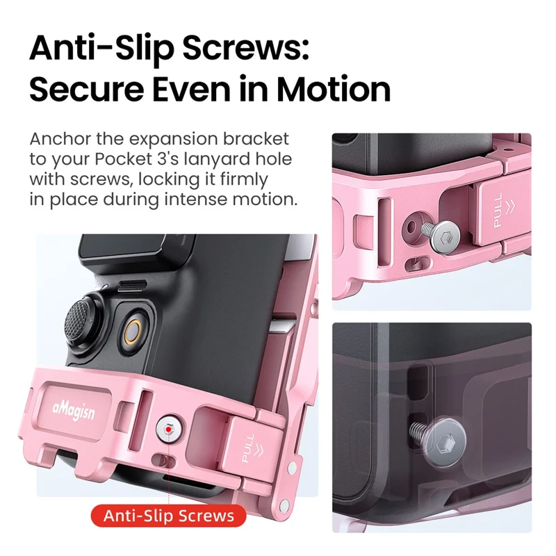 AMAGISN For DJI Osmo Pocket 3 Mantis Extension Frame Magnetic Mount for Hands-Free Vlogging - Pink