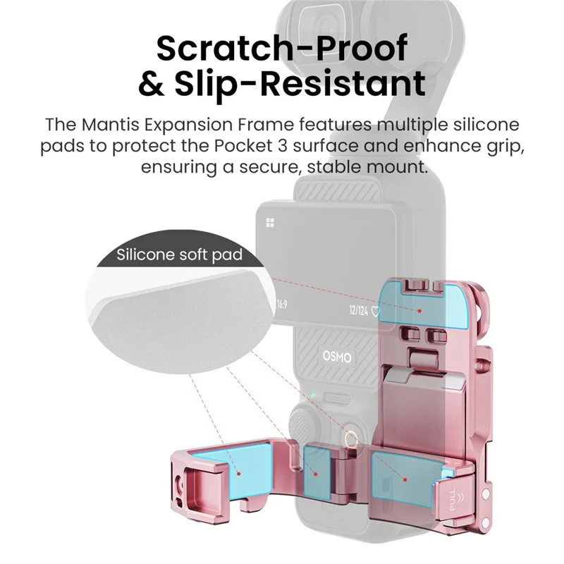 AMAGISN For DJI Osmo Pocket 3 Mantis Extension Frame Magnetic Mount for Hands-Free Vlogging - Pink