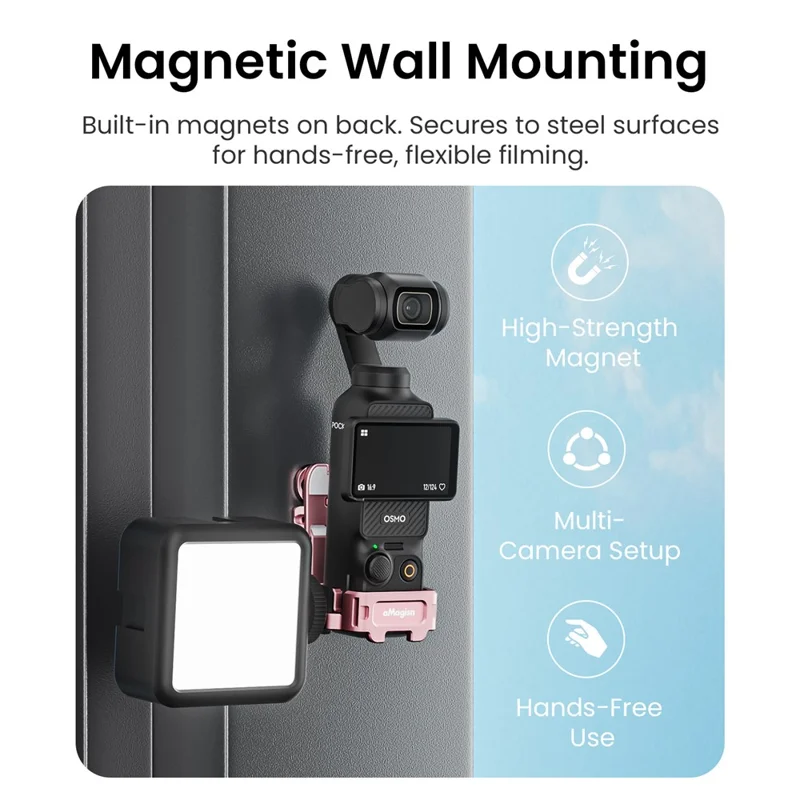 AMAGISN For DJI Osmo Pocket 3 Mantis Extension Frame Magnetic Mount for Hands-Free Vlogging - Pink