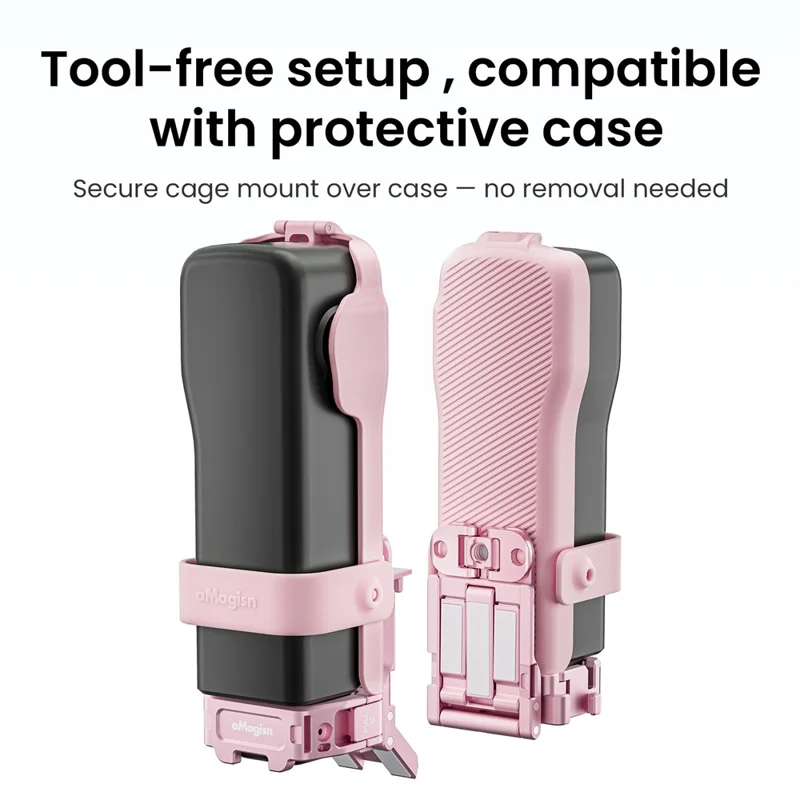 AMAGISN For DJI Osmo Pocket 3 Mantis Extension Frame Magnetic Mount for Hands-Free Vlogging - Pink