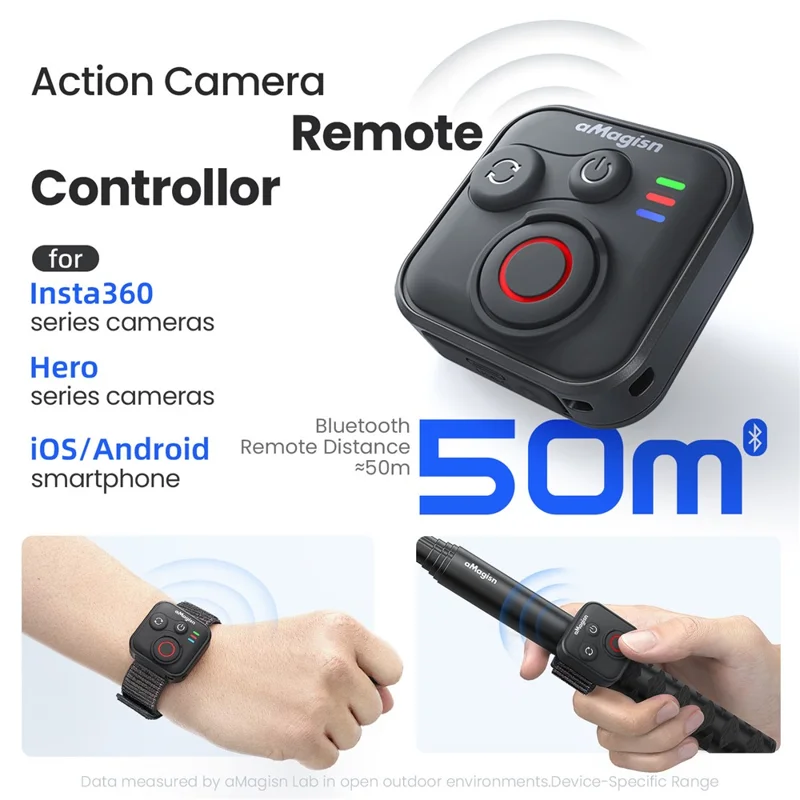 AMAGISN Bluetooth-совместимый пульт дистанционного управления для Insta360 / GoPro / Смартфона, мини-смарт-пульт