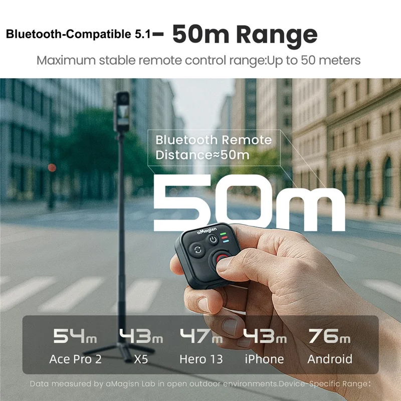 AMAGISN Bluetooth-совместимый пульт дистанционного управления для Insta360 / GoPro / Смартфона, мини-смарт-пульт