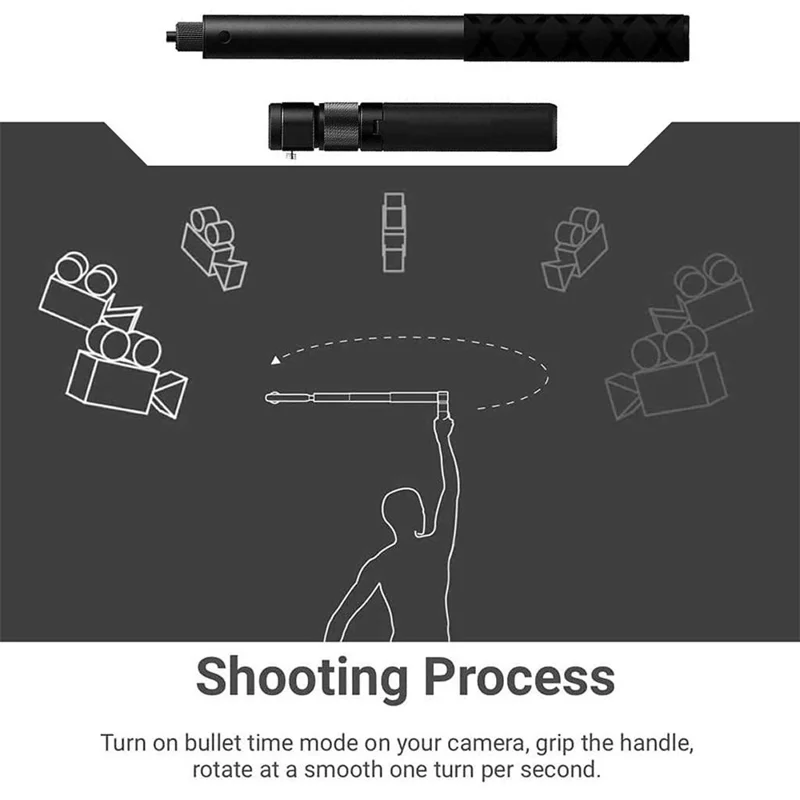 2 in 1 Bullet Time Extension Handle for Insta360 X5 / X4 / X3 111cm Invisible Selfie Stick and 360 Degree Rotating Tripod