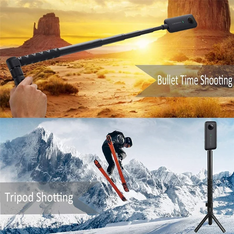2 in 1 Bullet Time Extension Handle for Insta360 X5 / X4 / X3 111cm Invisible Selfie Stick and 360 Degree Rotating Tripod