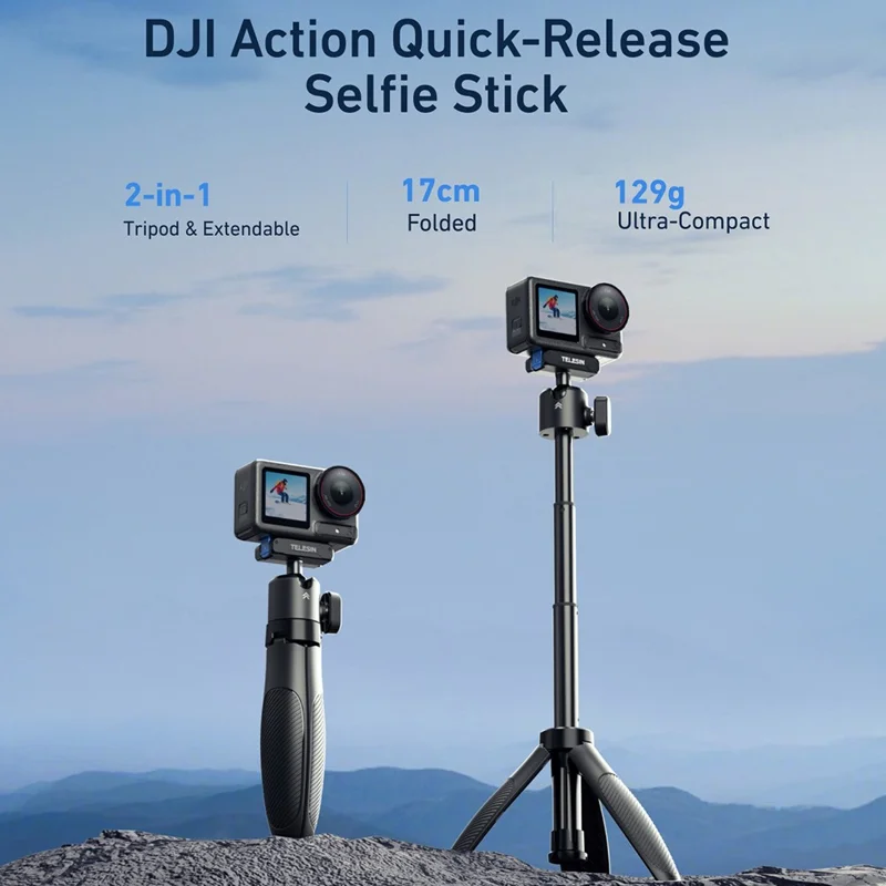 TELESIN S1-MNP-13-TDJ Ausziehbares Stativ für DJI Osmo 360 / Action 5 Pro / 4 / 3 Kamera Mini Selfiestick