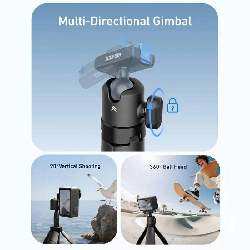 TELESIN S1-MNP-13-TDJ Ausziehbares Stativ für DJI Osmo 360 / Action 5 Pro / 4 / 3 Kamera Mini Selfiestick