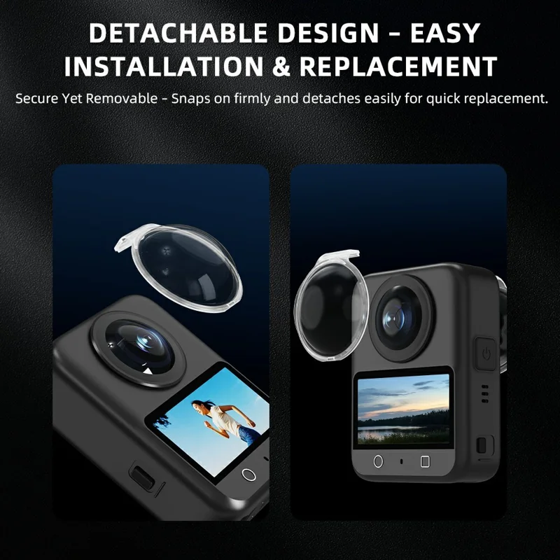 FLYMILE 2-teiliges Schutzlinsencover für DJI Osmo 360 Panoramakamera, kristallklar, PC-Linsenscutz