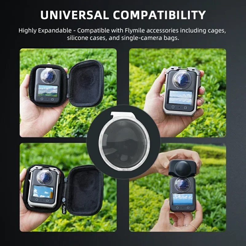 FLYMILE 2-teiliges Schutzlinsencover für DJI Osmo 360 Panoramakamera, kristallklar, PC-Linsenscutz