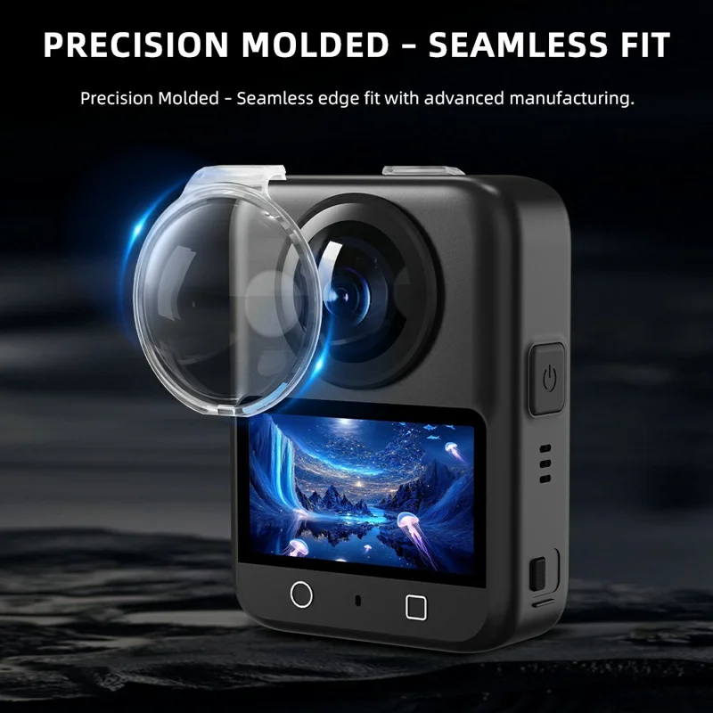 FLYMILE 2-teiliges Schutzlinsencover für DJI Osmo 360 Panoramakamera, kristallklar, PC-Linsenscutz