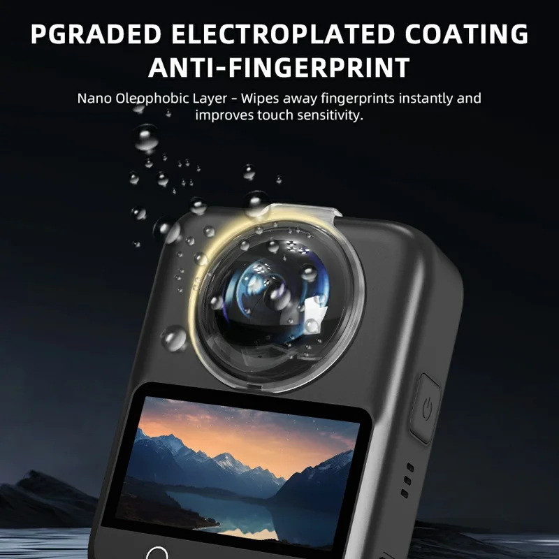 FLYMILE 2-teiliges Schutzlinsencover für DJI Osmo 360 Panoramakamera, kristallklar, PC-Linsenscutz