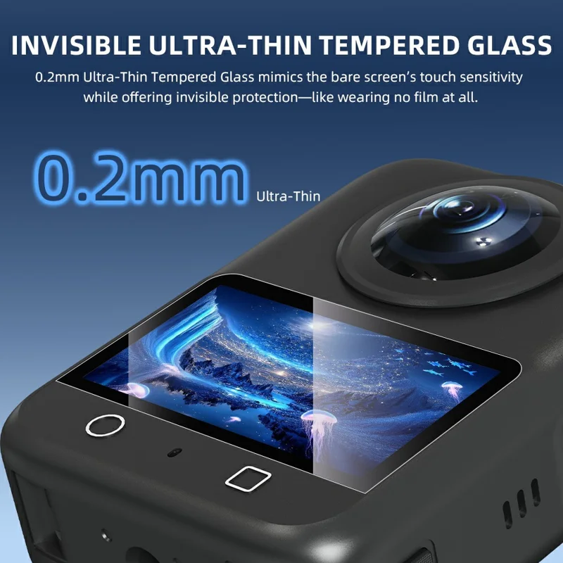 FLYMILE Pack de 2 Protectores de Pantalla de Vidrio Templado Ultra HD Antiarañazos para Cámara DJI Osmo 360