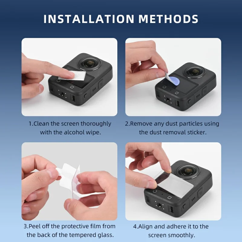 FLYMILE Pack de 2 Protectores de Pantalla de Vidrio Templado Ultra HD Antiarañazos para Cámara DJI Osmo 360