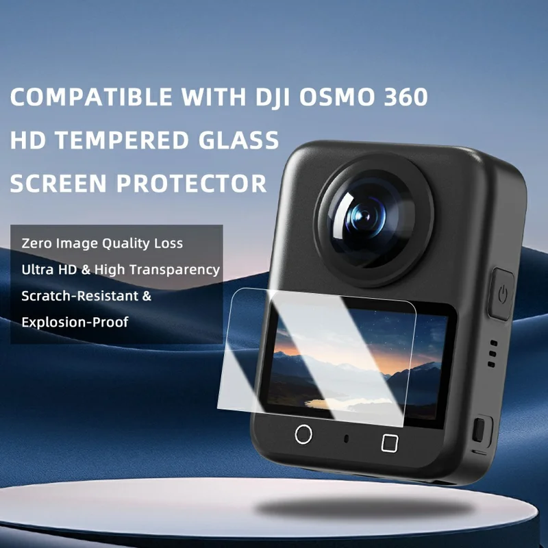 FLYMILE Pack de 2 Protectores de Pantalla de Vidrio Templado Ultra HD Antiarañazos para Cámara DJI Osmo 360