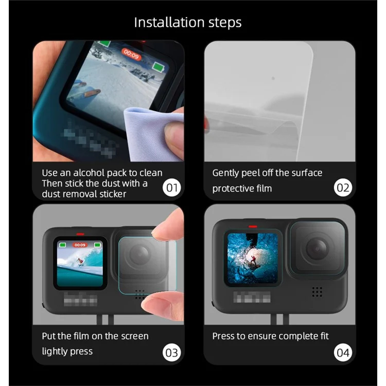 1 Set Schutzfolie HD Gehärtetes Glas Bildschirmschutz für GoPro Hero 9
