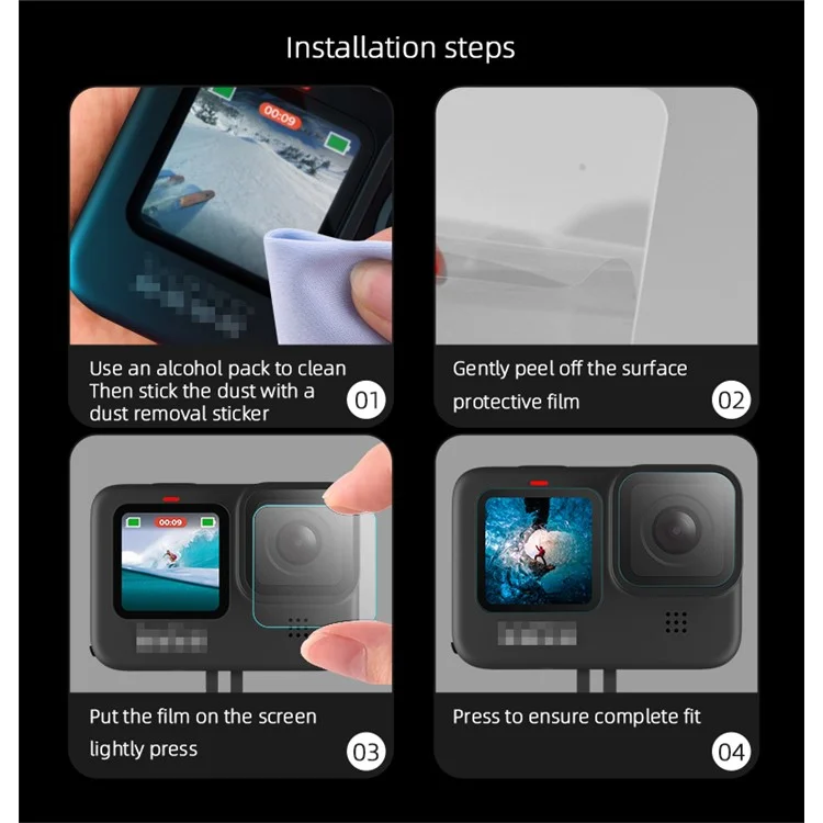 1 Set Schutzfolie HD Gehärteter Glas-Displayschutzfolie Für GoPro Hero 9