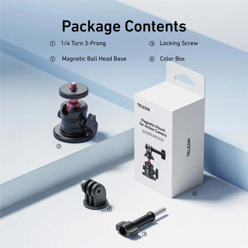 TELESIN x5 S7-JBK-12 For DJI Osmo Pocket 3 Ball Head Magnetic Mount Action Camera Base Adapter