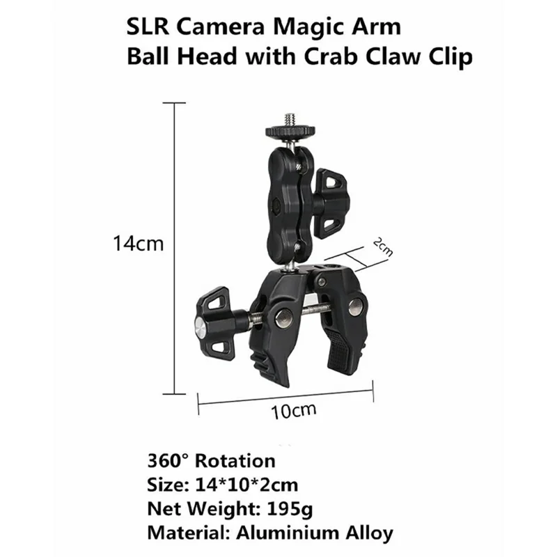 For DJI / GoPro / Insta360 Action Camera Crab Claw Clamp 360 Degree Rotation Magic Arm Mount Phone Holder