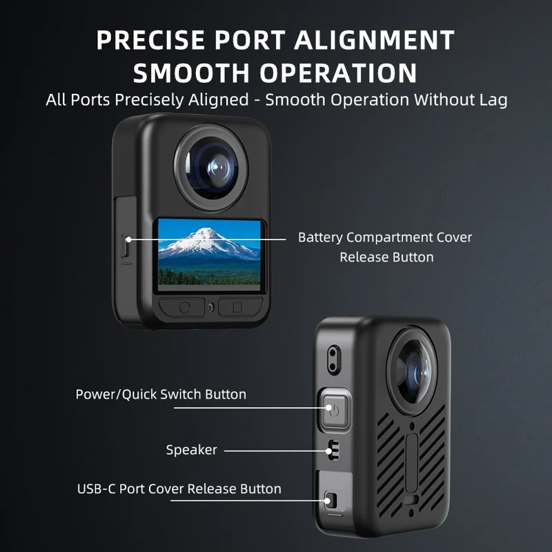 For DJI Osmo 360 Panoramic Camera Silicone Case Shockproof Scratch Resistant Quick Battery Access