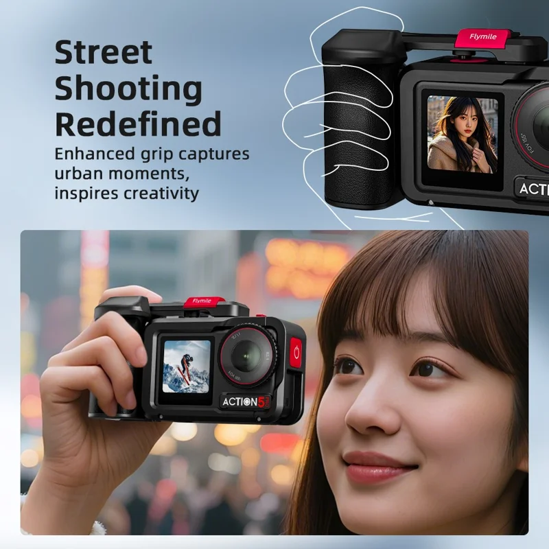 Набор ручек для уличной фотографии Flymile Street для DJI Osmo Action 5 Pro / 4 / 3 Алюминиевый сплав Набор клеток для камер