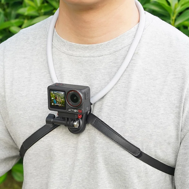 Soporte vertical para cámara FLYMILE Neck Mount con correa para DJI Osmo 360 / Action 5 Pro / Pocket 3