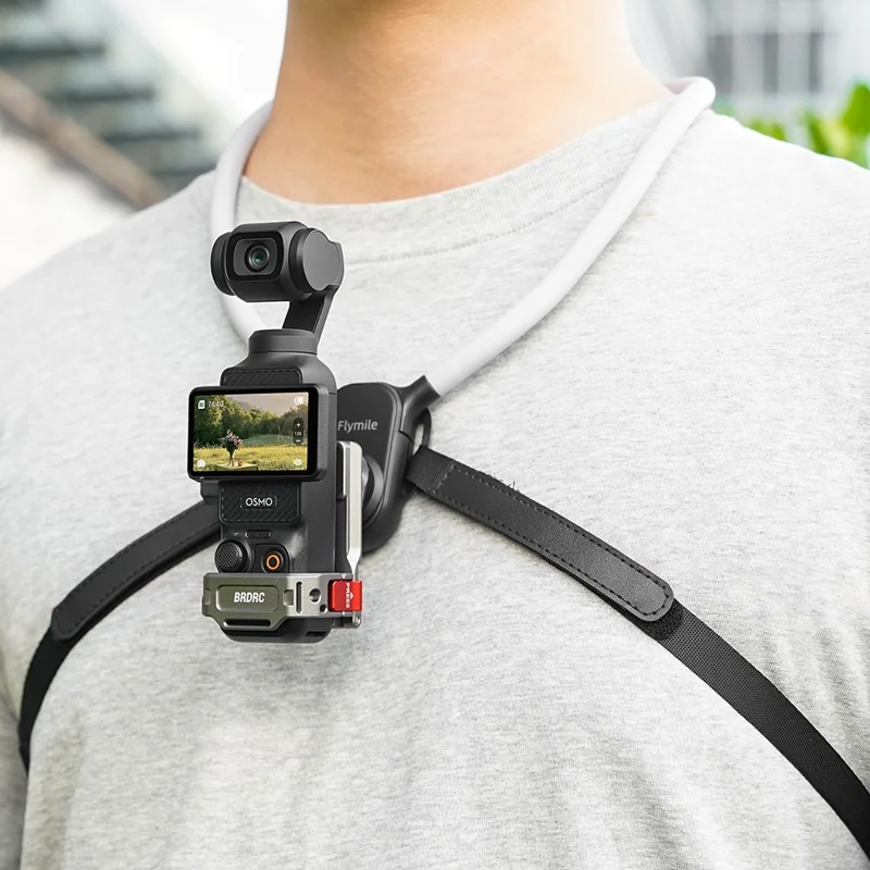 Soporte vertical para cámara FLYMILE Neck Mount con correa para DJI Osmo 360 / Action 5 Pro / Pocket 3