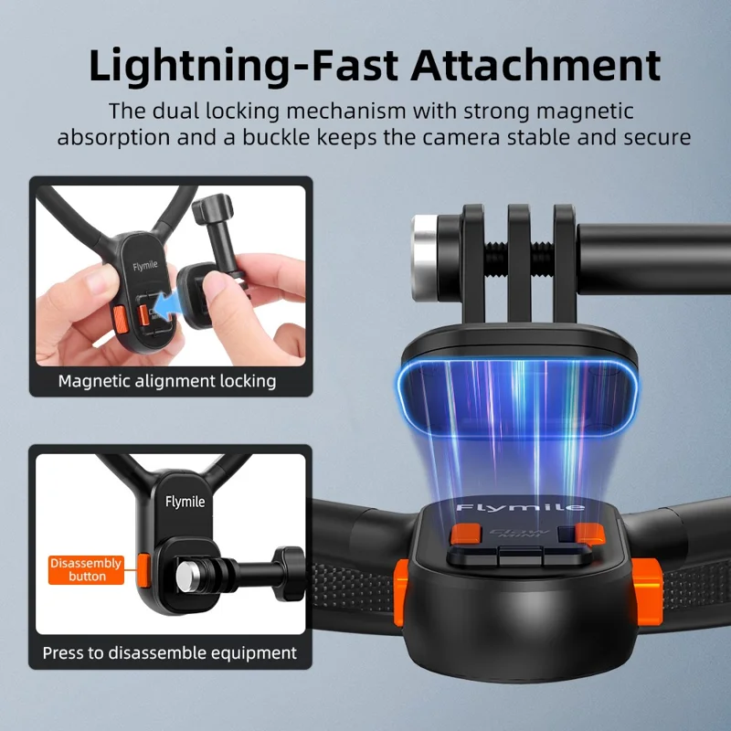FLYMILE Quick Release Neck Mount Bracket with Strap for Action Cameras Hanging Neck Holder