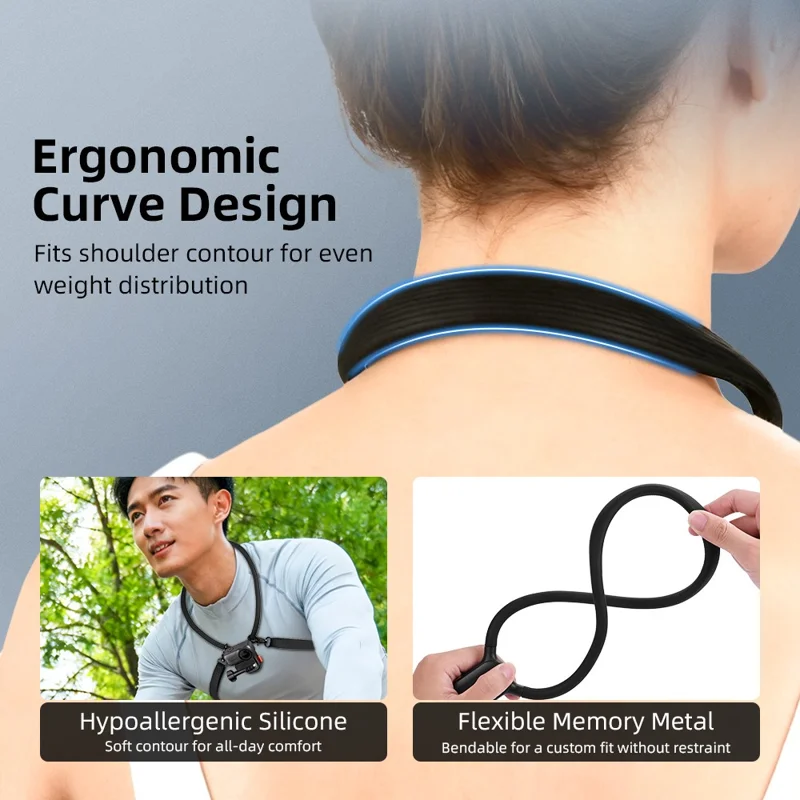 FLYMILE Quick Release Neck Mount Bracket with Strap for Action Cameras Hanging Neck Holder