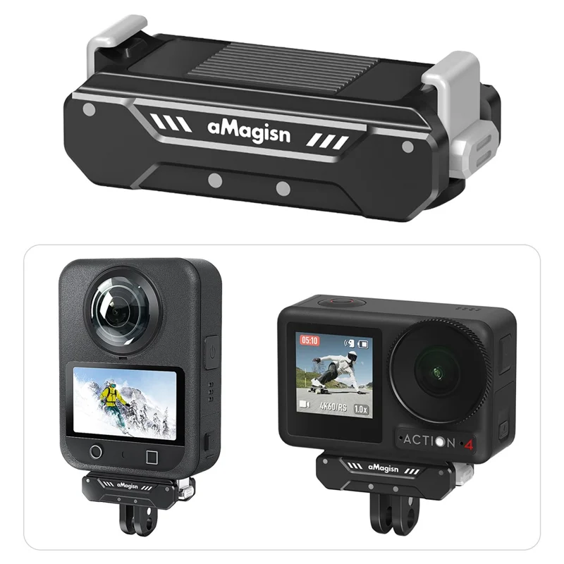 AMAGISN Para DJI Osmo 360 / Action 5 / 4 / 3 Base de Montagem Magnética Metálica de Liberação Rápida Acessório de Câmera de Ação