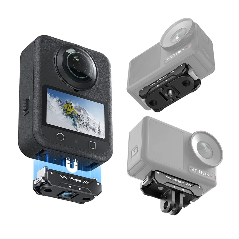 AMAGISN Para DJI Osmo 360 / Action 5 / 4 / 3 Base de Montagem Magnética Metálica de Liberação Rápida Acessório de Câmera de Ação