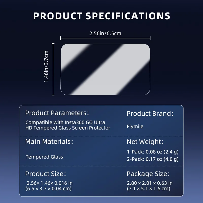 2Pcs Screen Protector for Insta360 Go Ultra Tempered Glass Film HD Ultra Clear Scratch Resistant Camera Screen Film