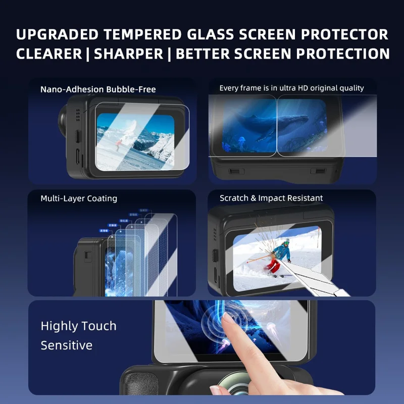 2Pcs Screen Protector for Insta360 Go Ultra Tempered Glass Film HD Ultra Clear Scratch Resistant Camera Screen Film