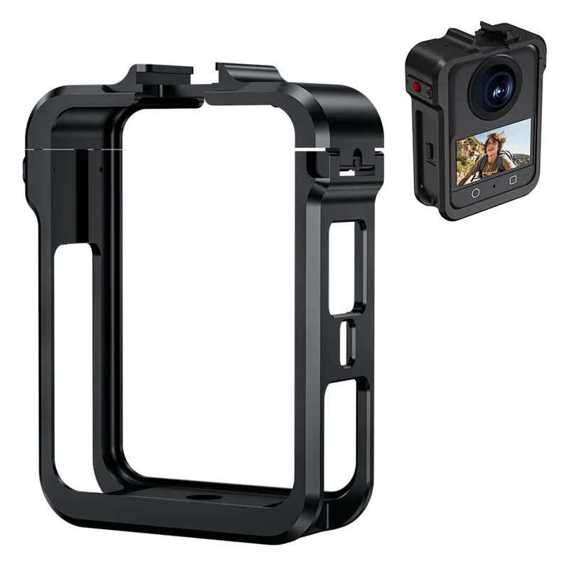 FLYMILE For DJI Osmo 360 Camera Cage Metal Frame Protective Case with Cold Shoe Mount  /  1 / 4 Screw Port