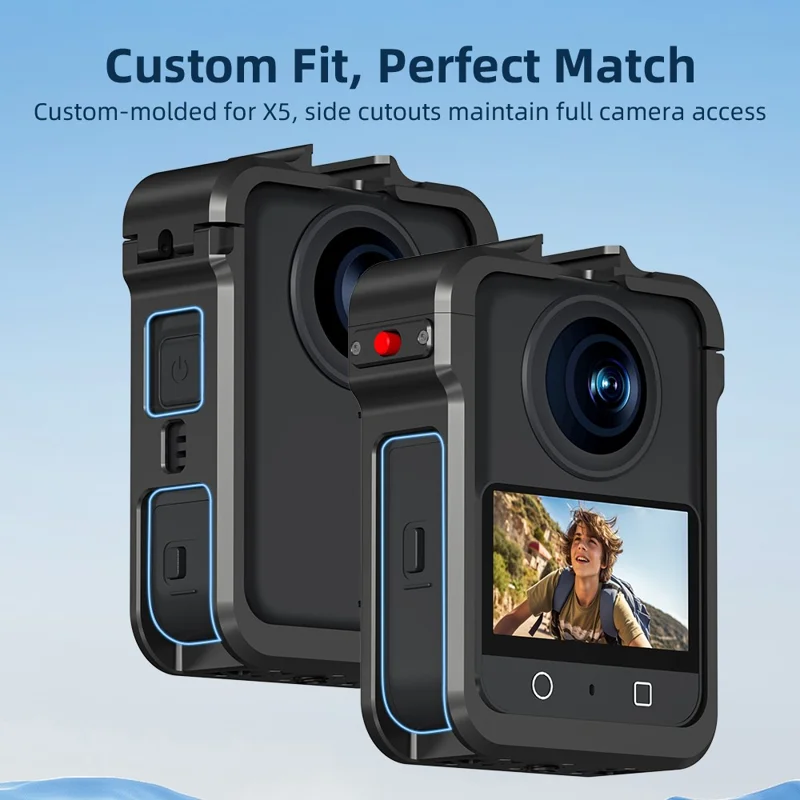 FLYMILE For DJI Osmo 360 Camera Cage Metal Frame Protective Case with Cold Shoe Mount  /  1 / 4 Screw Port