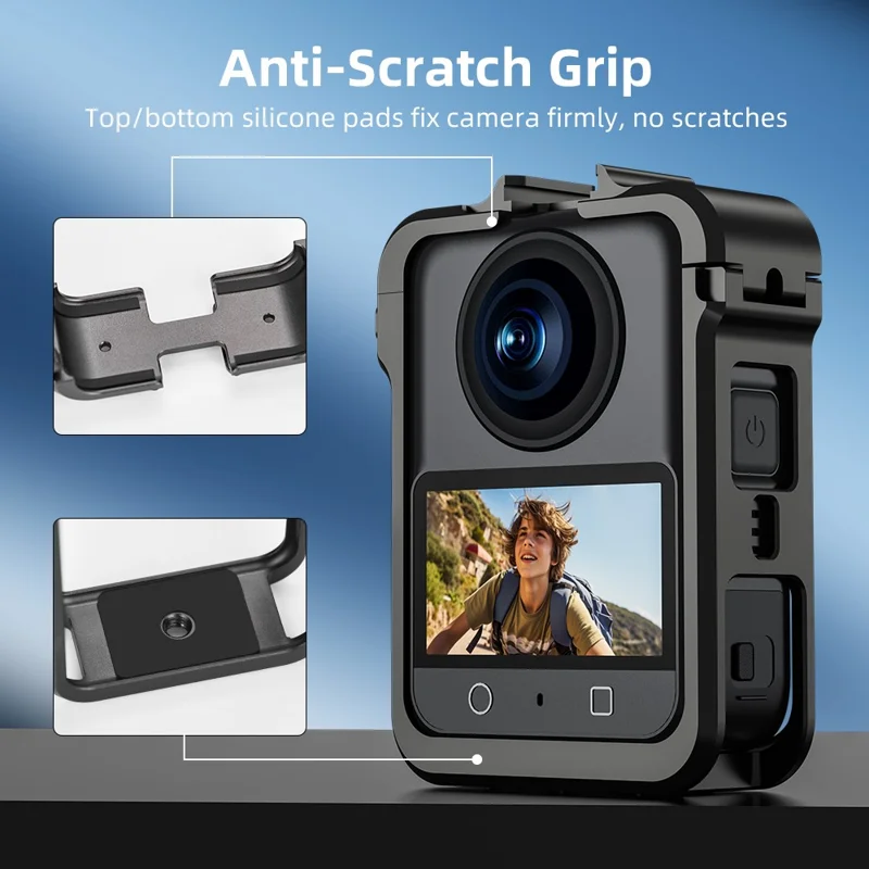 FLYMILE For DJI Osmo 360 Camera Cage Metal Frame Protective Case with Cold Shoe Mount  /  1 / 4 Screw Port