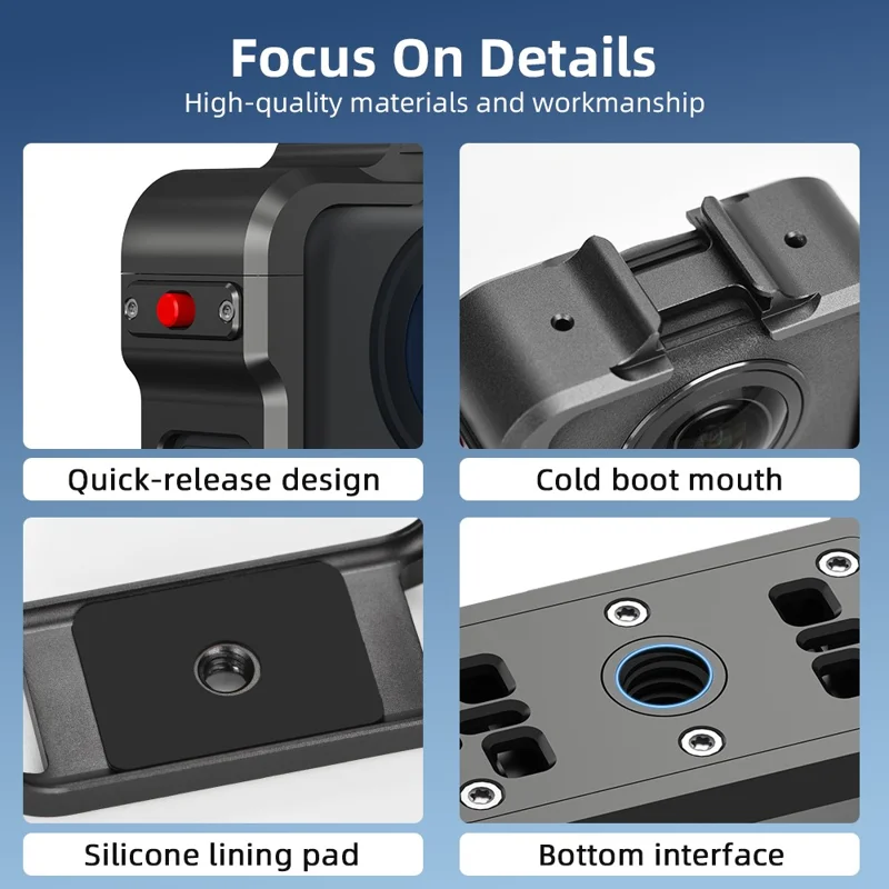 FLYMILE For DJI Osmo 360 Camera Cage Metal Frame Protective Case with Cold Shoe Mount  /  1 / 4 Screw Port