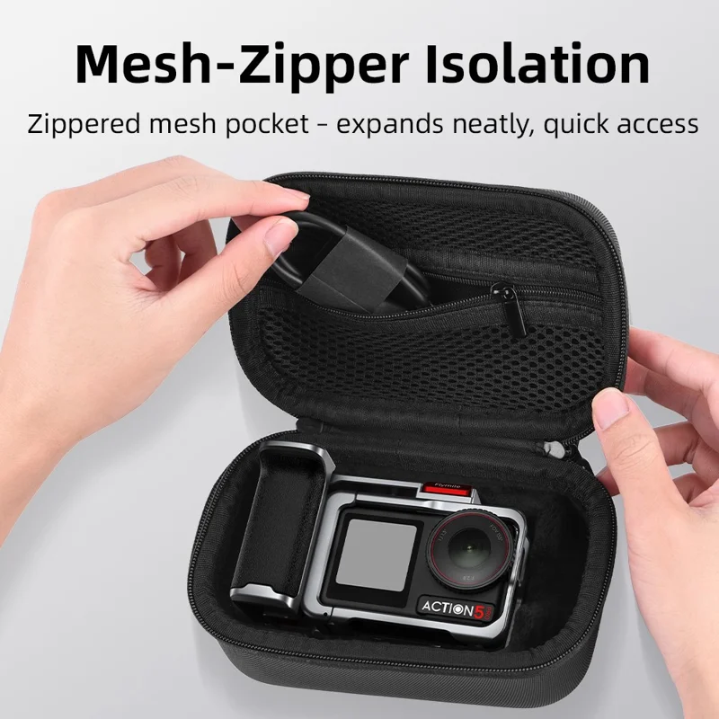 Bolsa de almacenamiento FLYMILE para DJI Osmo Action 3 / 4 / 5 Pro Street Photography Kit Estuche protector con correa para la muñeca