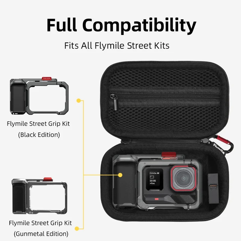 Bolsa de almacenamiento FLYMILE para DJI Osmo Action 3 / 4 / 5 Pro Street Photography Kit Estuche protector con correa para la muñeca