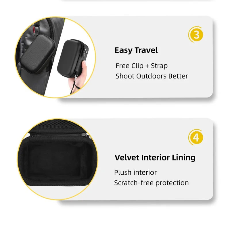 Bolsa de almacenamiento FLYMILE para DJI Osmo Action 3 / 4 / 5 Pro Street Photography Kit Estuche protector con correa para la muñeca