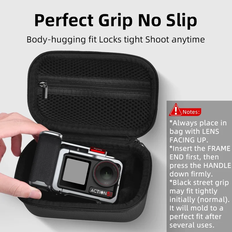 Bolsa de almacenamiento FLYMILE para DJI Osmo Action 3 / 4 / 5 Pro Street Photography Kit Estuche protector con correa para la muñeca
