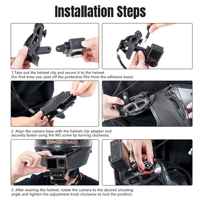 STARTRC For Motorcycle Helmet Universal Action Camera Mount Clamp Adjustable Angle Secure Fixation