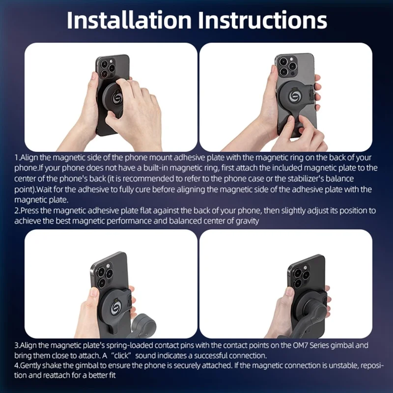 STARTRC For DJI Osmo Mobile 7  /  7 Pro Magnetic Stand Phone Holder Compatible with Smart Tracking Module