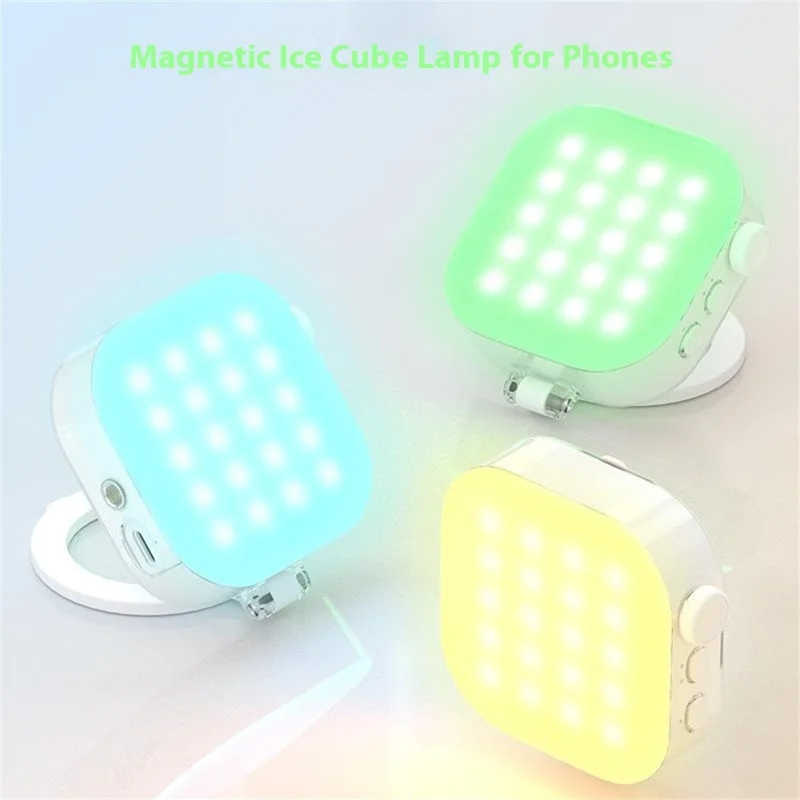 TELESIN P5-BGD-03 RGB Color Magnetic Ice Cube Light Mini Photography Fill Light Phone Stand