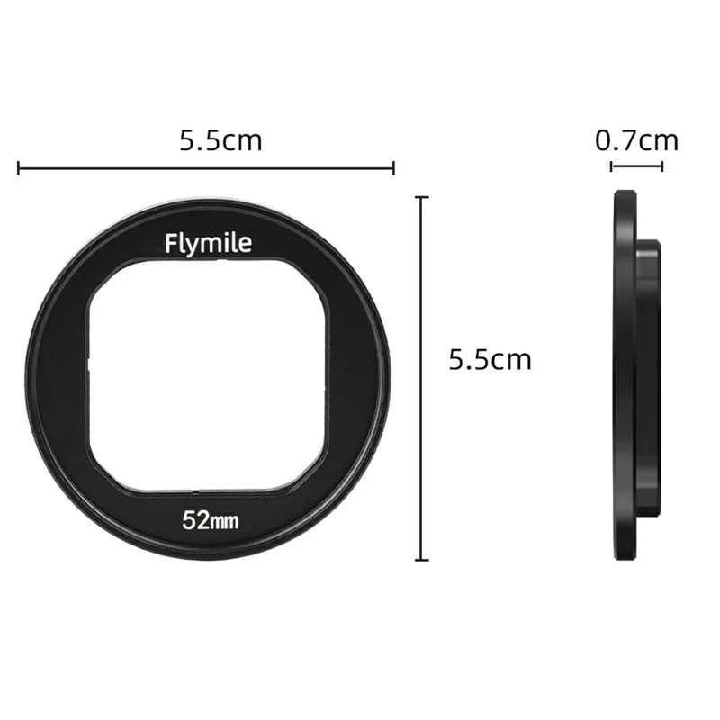 FLYMILE For Insta360 Ace Pro / Ace Pro 2 Filter Holder Bracket 52mm Aluminum Alloy Camera Lens Filters Mount Adapter