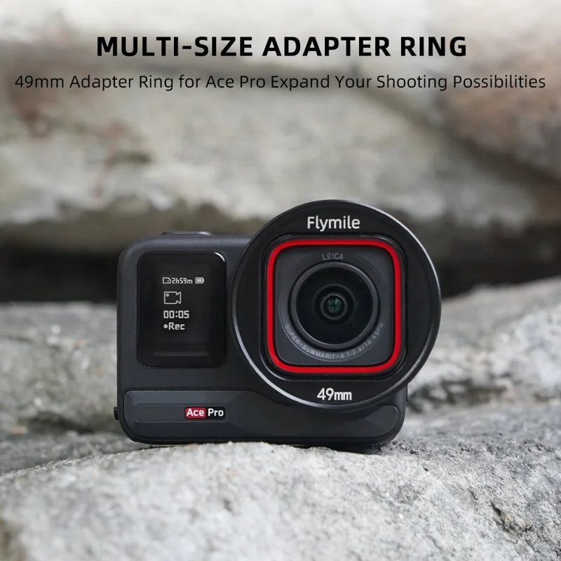 FLYMILE For Insta360 Ace Pro / Ace Pro 2 Filter Holder Bracket 52mm Aluminum Alloy Camera Lens Filters Mount Adapter