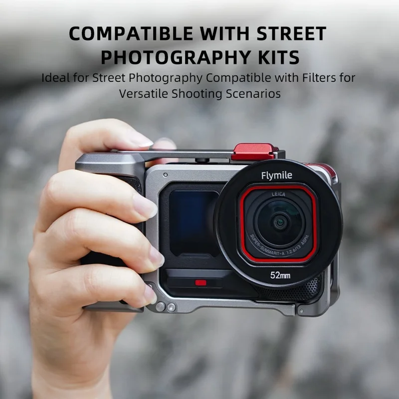 FLYMILE For Insta360 Ace Pro / Ace Pro 2 Filter Holder Bracket 52mm Aluminum Alloy Camera Lens Filters Mount Adapter