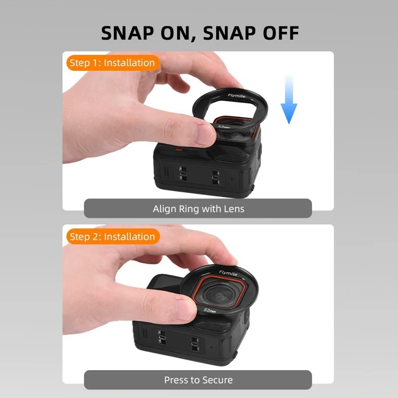 FLYMILE For Insta360 Ace Pro / Ace Pro 2 Filter Holder Bracket 52mm Aluminum Alloy Camera Lens Filters Mount Adapter