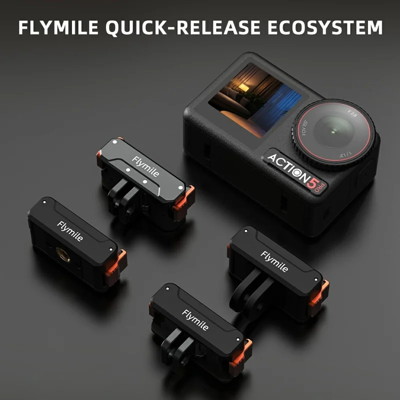 Base de montage magnétique à dégagement rapide FLYMILE pour DJI Osmo Action 5 Pro / 4 / 3 Adaptateur de support en alliage d'aluminium