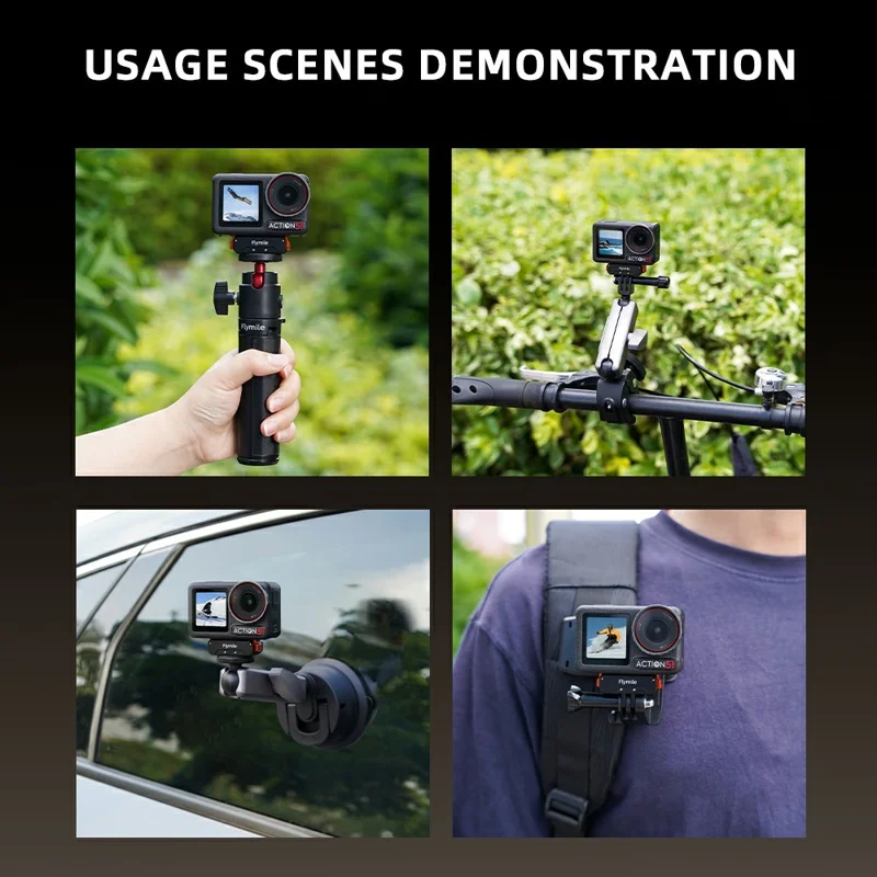 Base de montage magnétique à dégagement rapide FLYMILE pour DJI Osmo Action 5 Pro / 4 / 3 Adaptateur de support en alliage d'aluminium