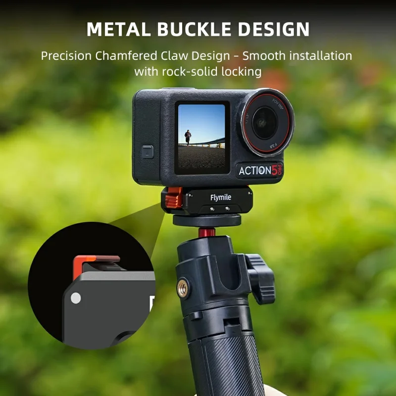 Base de montage magnétique à dégagement rapide FLYMILE pour DJI Osmo Action 5 Pro / 4 / 3 Adaptateur de support en alliage d'aluminium