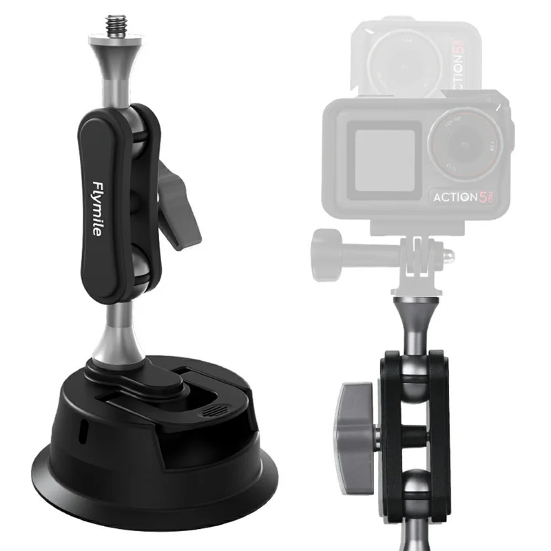 FLYMILE For Action Cameras 360 Degree Rotating Aluminum Alloy Car Suction Cup Mount Bracket